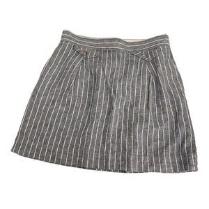 J Crew Skirt Women's 4 Blue Striped Casual Mini A-Line Pockets Preppy